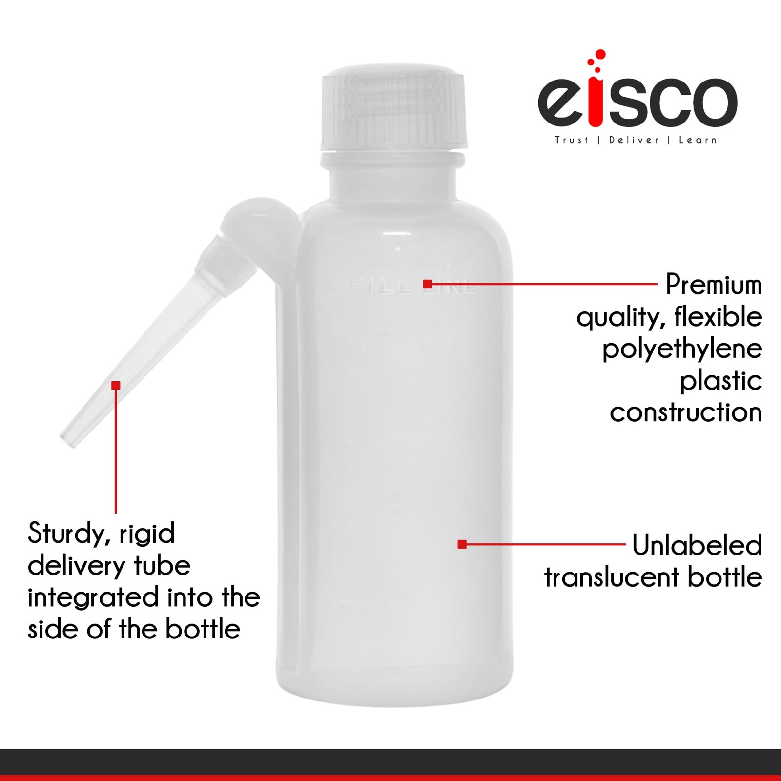 Wash Bottle, 500ml – Polyethylene – Translucent, Unbreakable – Screw Cap with…