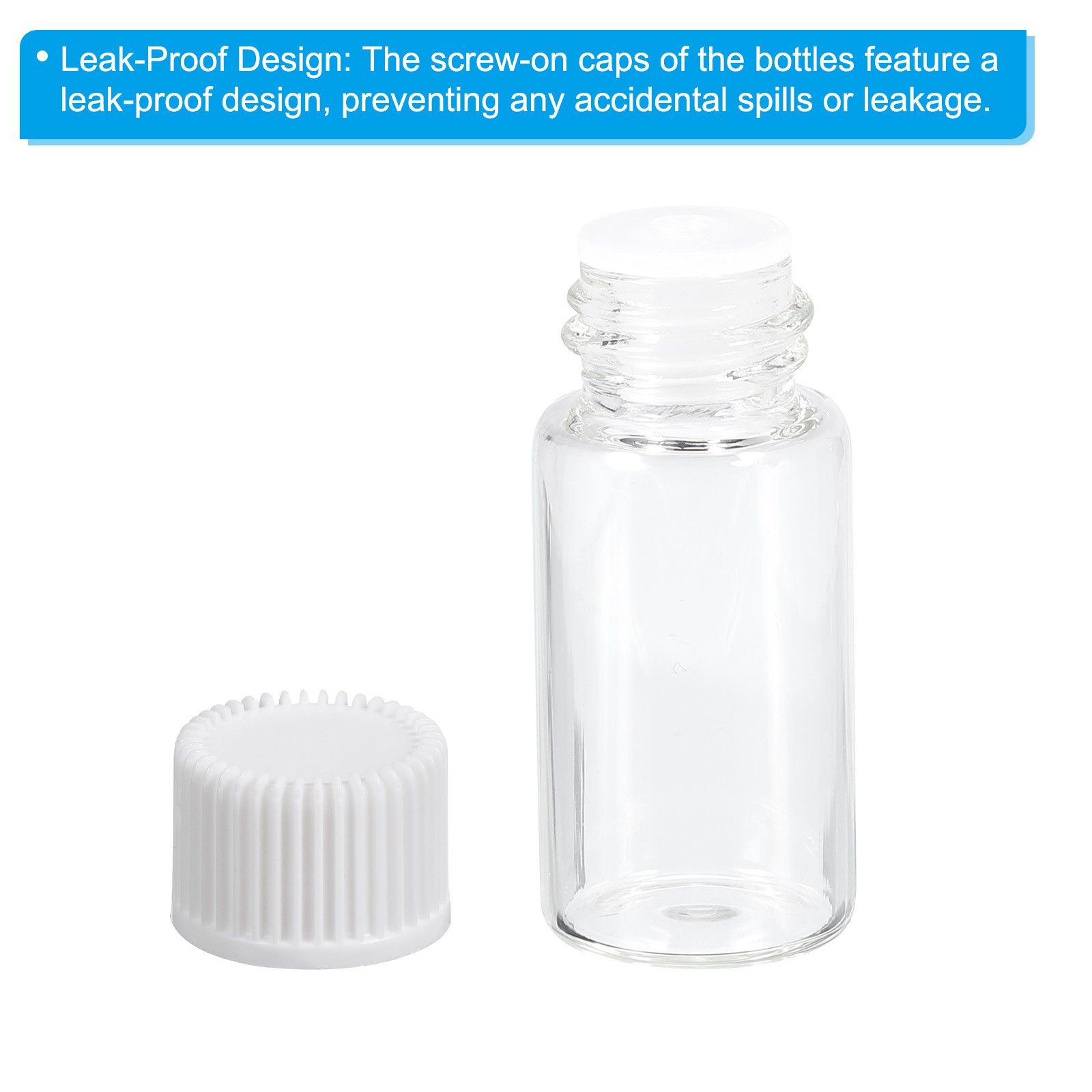 4ml Essential Oil Bottles 20 Pack Clear Glass Bottles Sample Vial Style 1, White