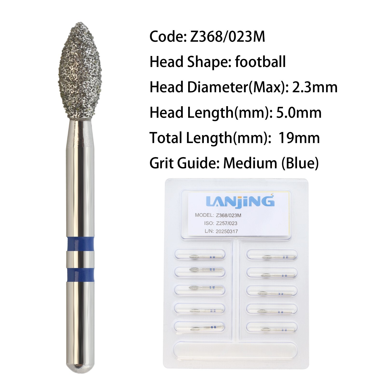 Zirconia Cutting Adjustment Diamond Burs Dental FG Round End Taper Cylinder Ball