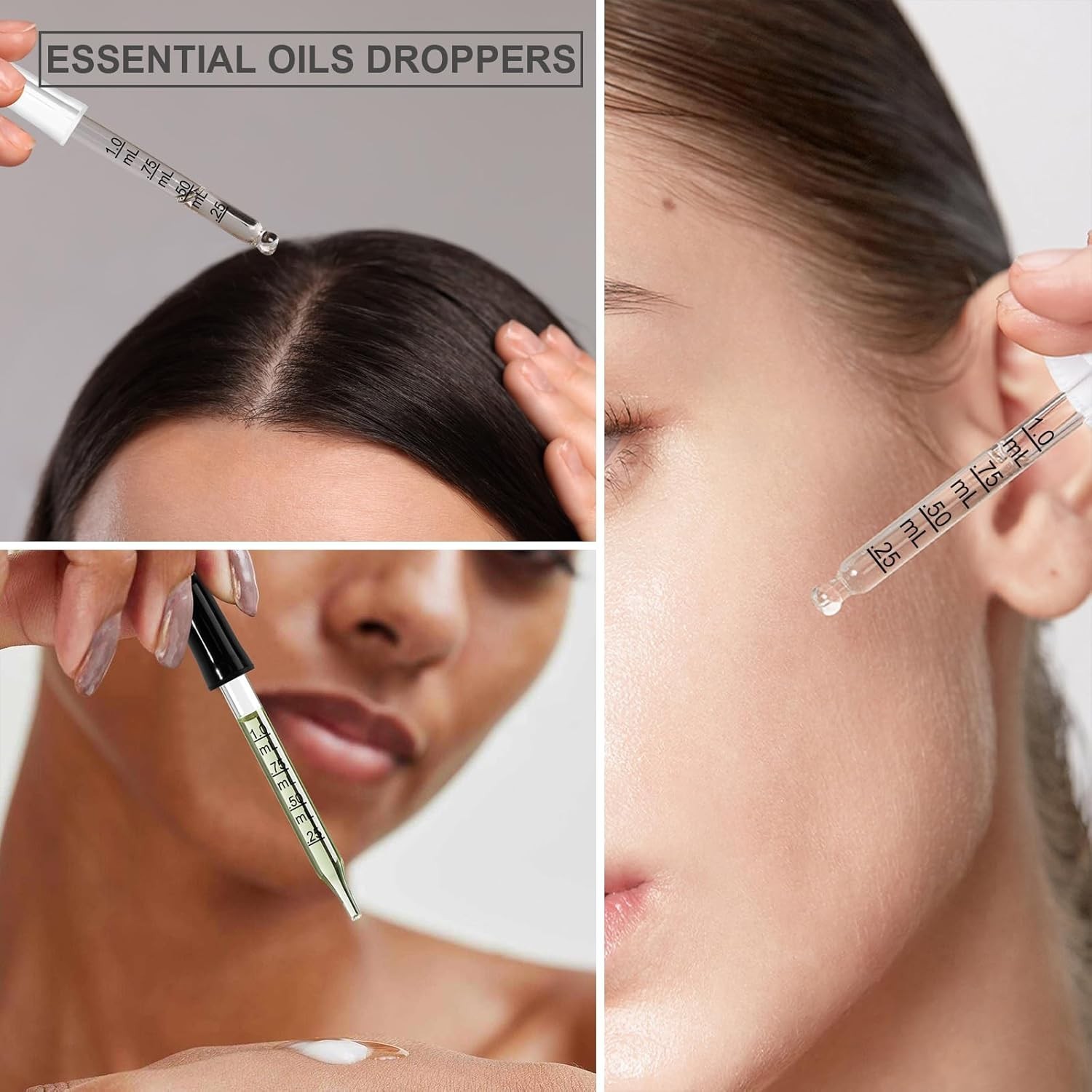 10Pcs Eye Dropper with Durable Rubber Head, 1ml Glass Dropper, SMALL, white