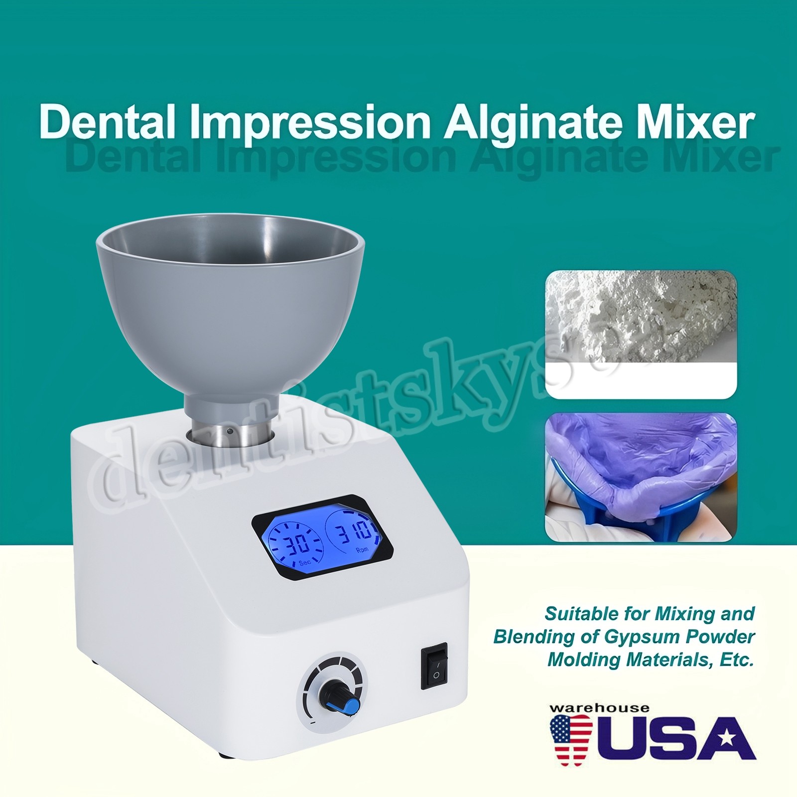 Automatic Dental Alginate Impression Materials Mixer 0–300RPM Lab Electric Mixer
