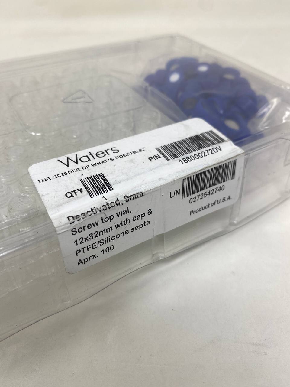 WATERS WATERS 186000272 Deactivated Clear Glass 12 x 32mm Screw Top Vial Cap