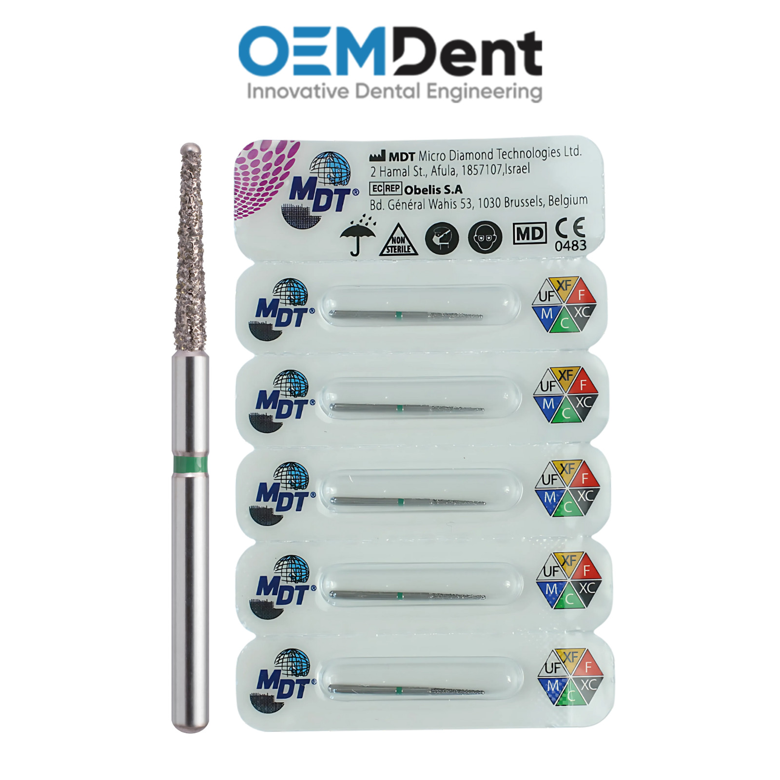 MDT FG End0 Pointed Cone with Rounded Uncoated Tip Diamond Burs E165 Restoration