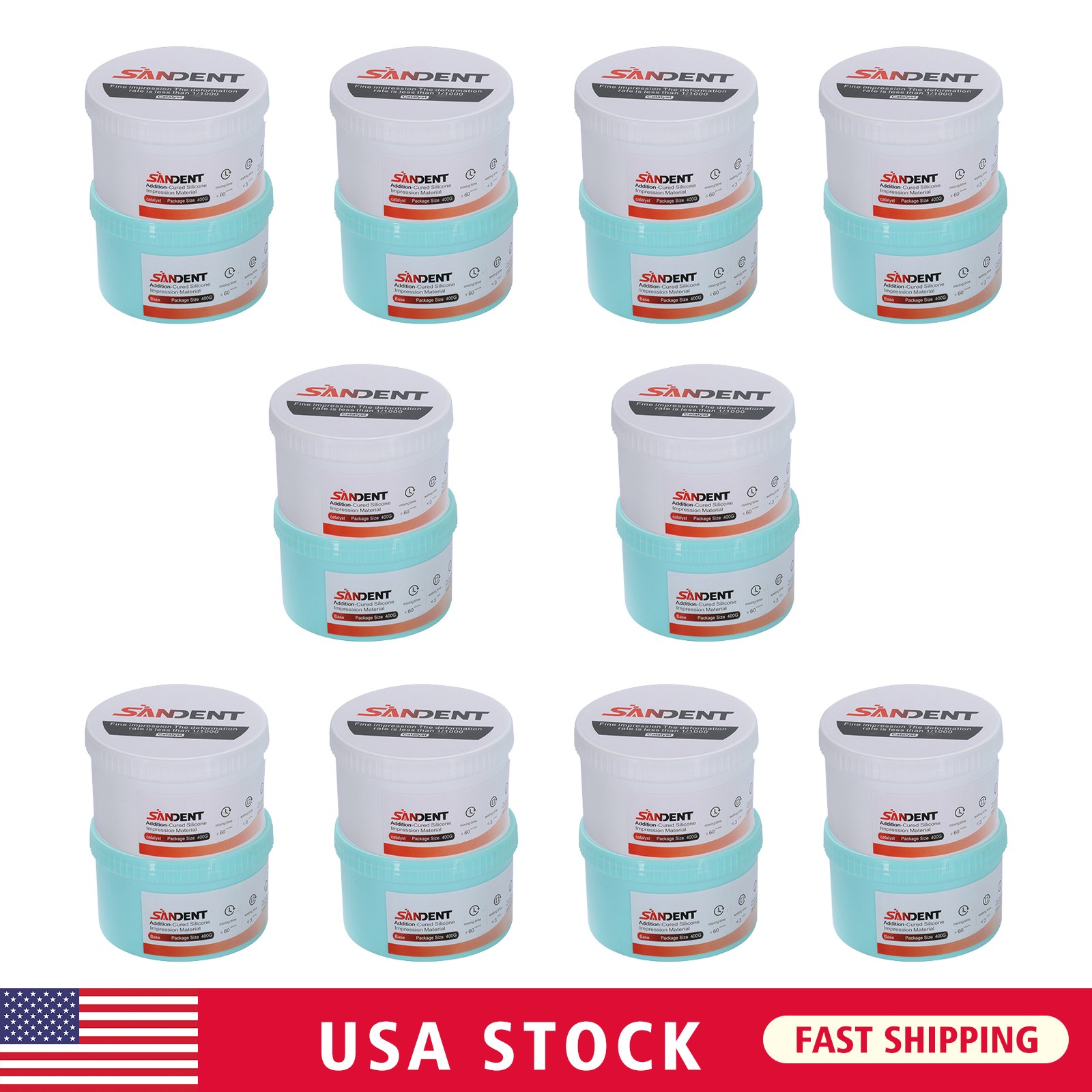 1-10 Sets SANDENT Dental Silicone Rubber Impression Material Putty Soft PVS VPS