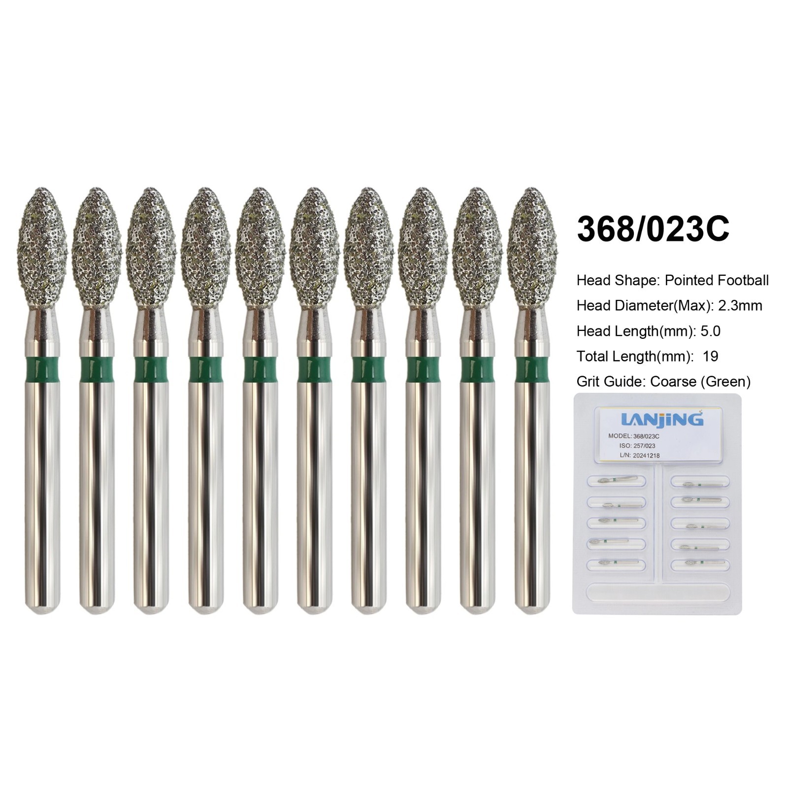 Football Bur 368 379 Dental Diamond Burs FG Football Egg High Speed Fine Coarse