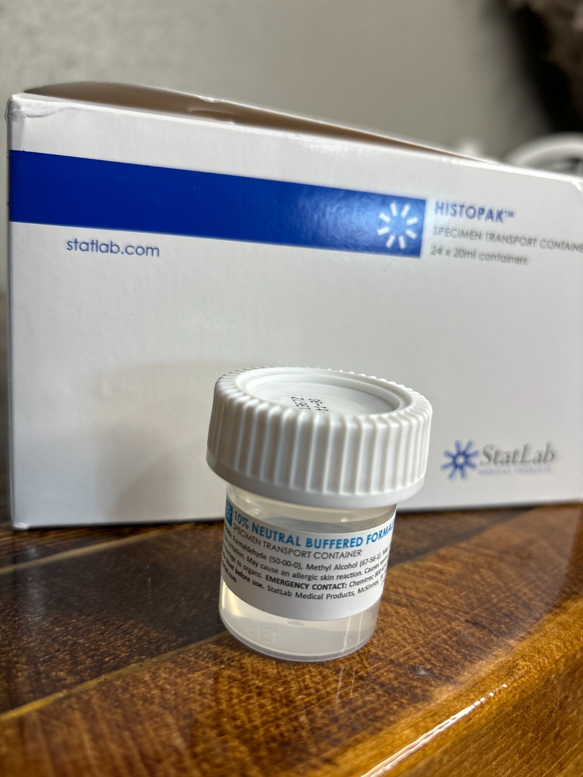 24 Pack StatLab Histopak Neutral Buffered Formalin Specimen Transport Container