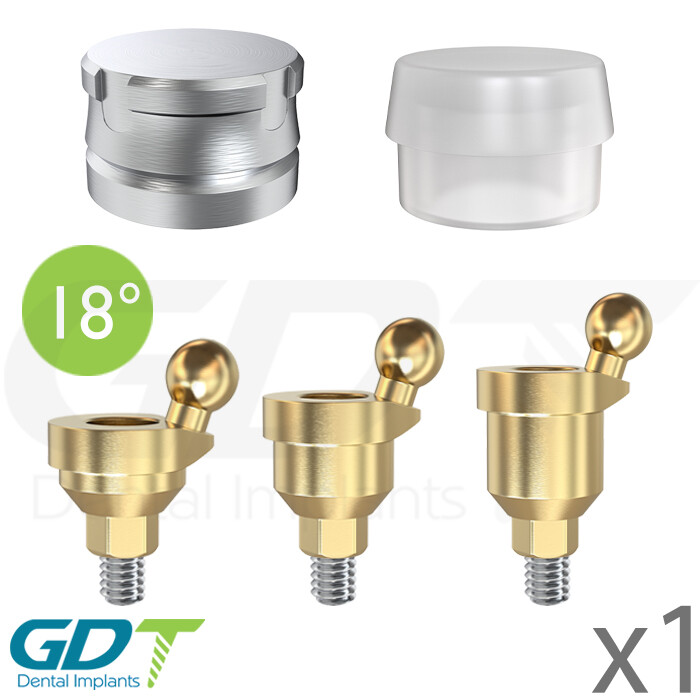 Angulated 18° Standard Silicone Ball Attachment Set Int Hex Dental