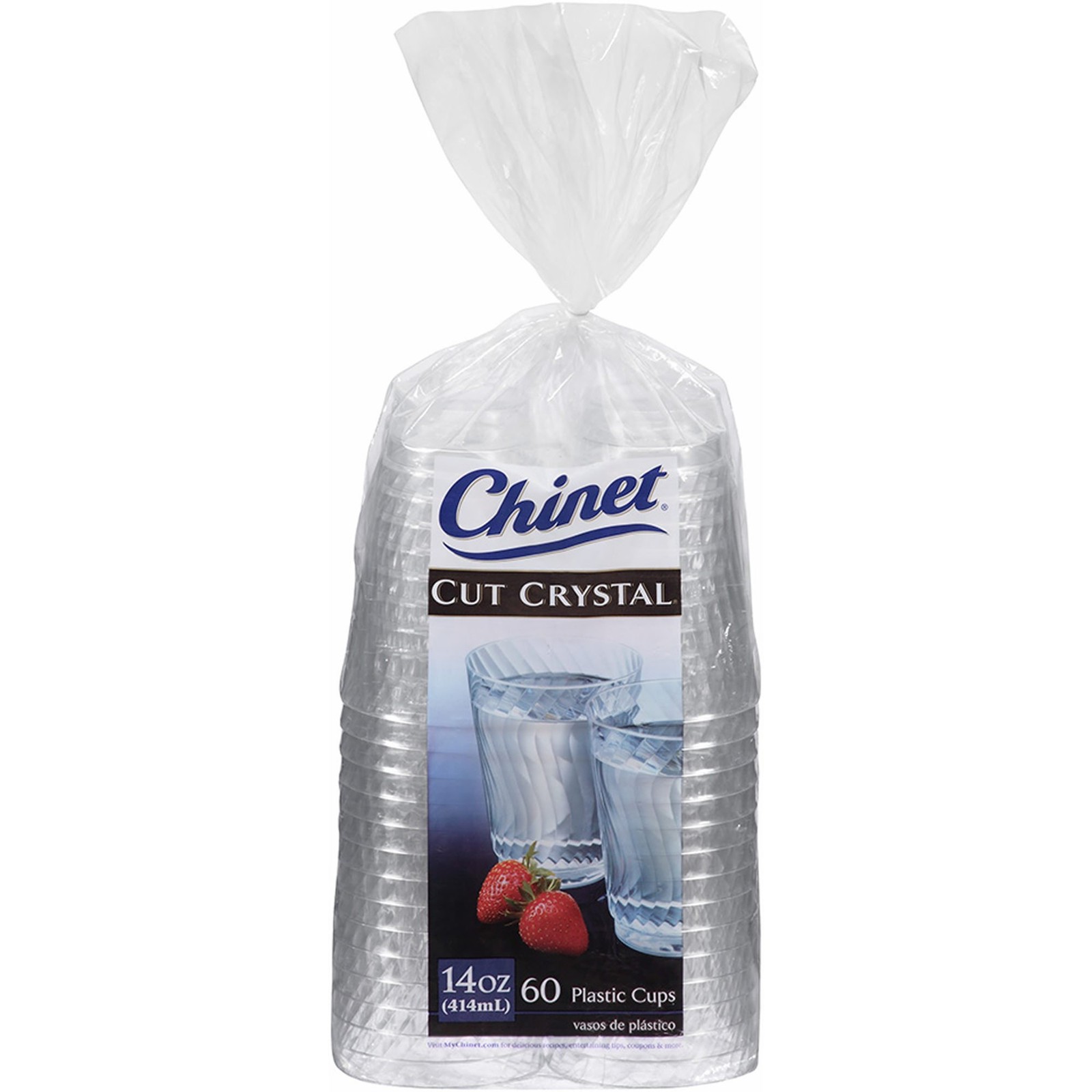 Chinet Cut Crystal 14 Oz 60 Count 60 (Pack of 1), Clear