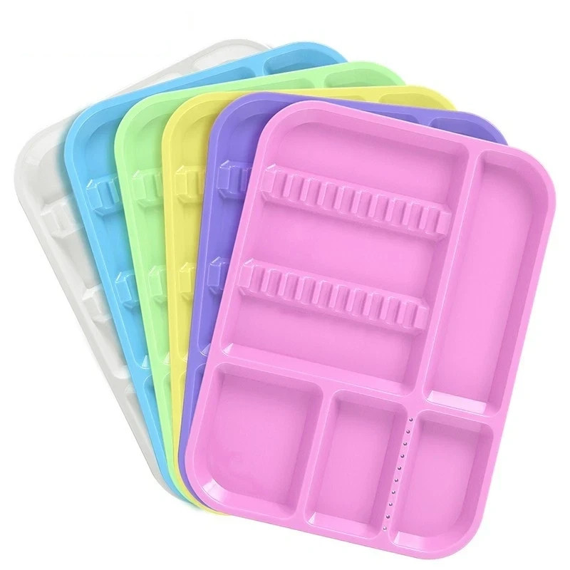 Dental Separate Divided Plastic Tray Kidney Stainless Steel Set Up Flat Tray