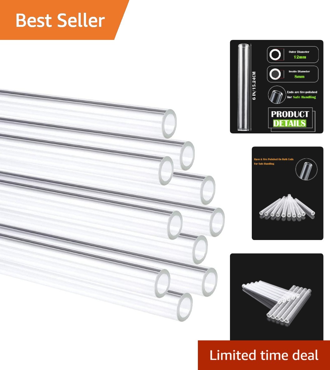 Versatile 6-Inch Glass Tubes – Set of 10 Borosilicate Tubes for Crafts & Labs