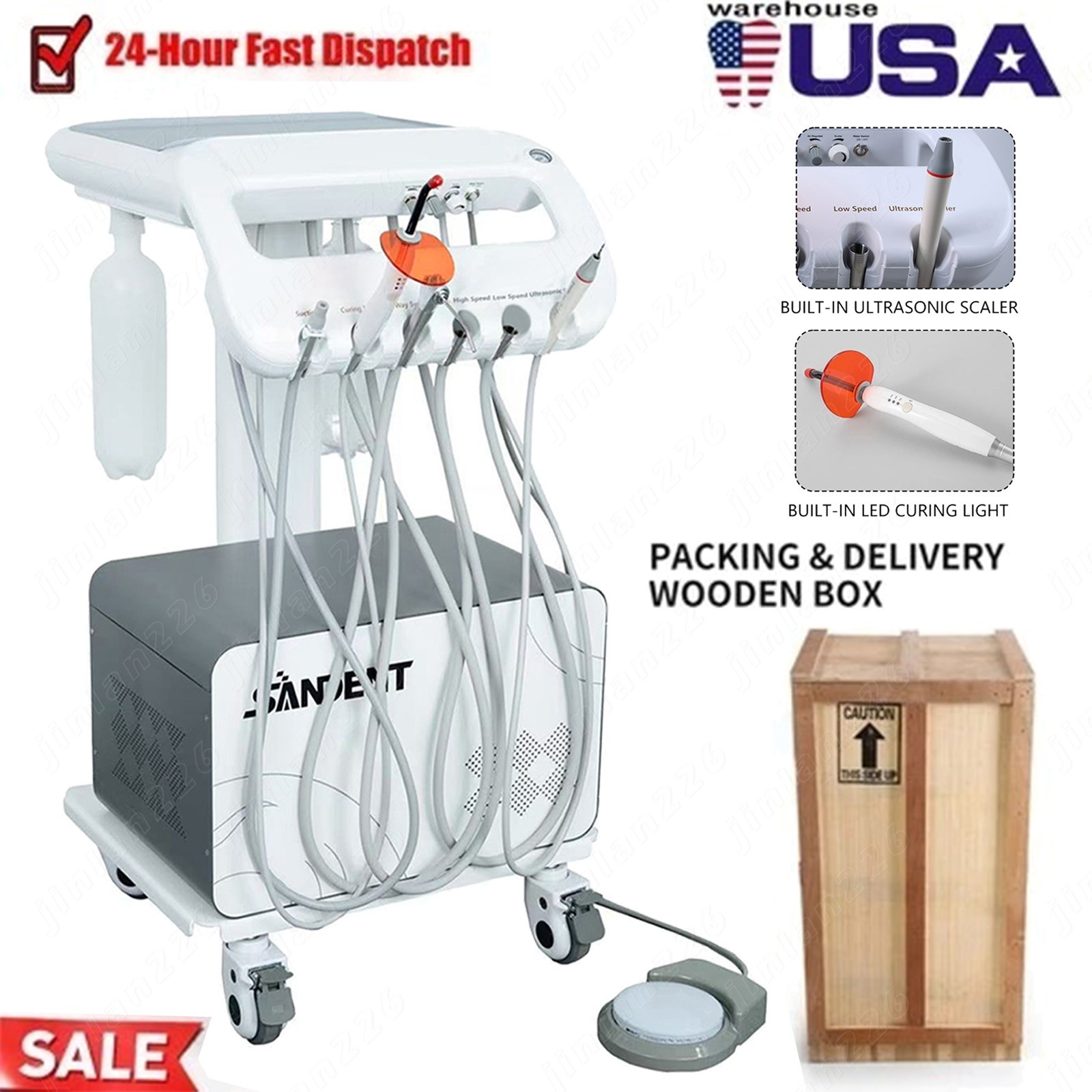Portable Dental Delivery Unit Suction Air Compressor Cart