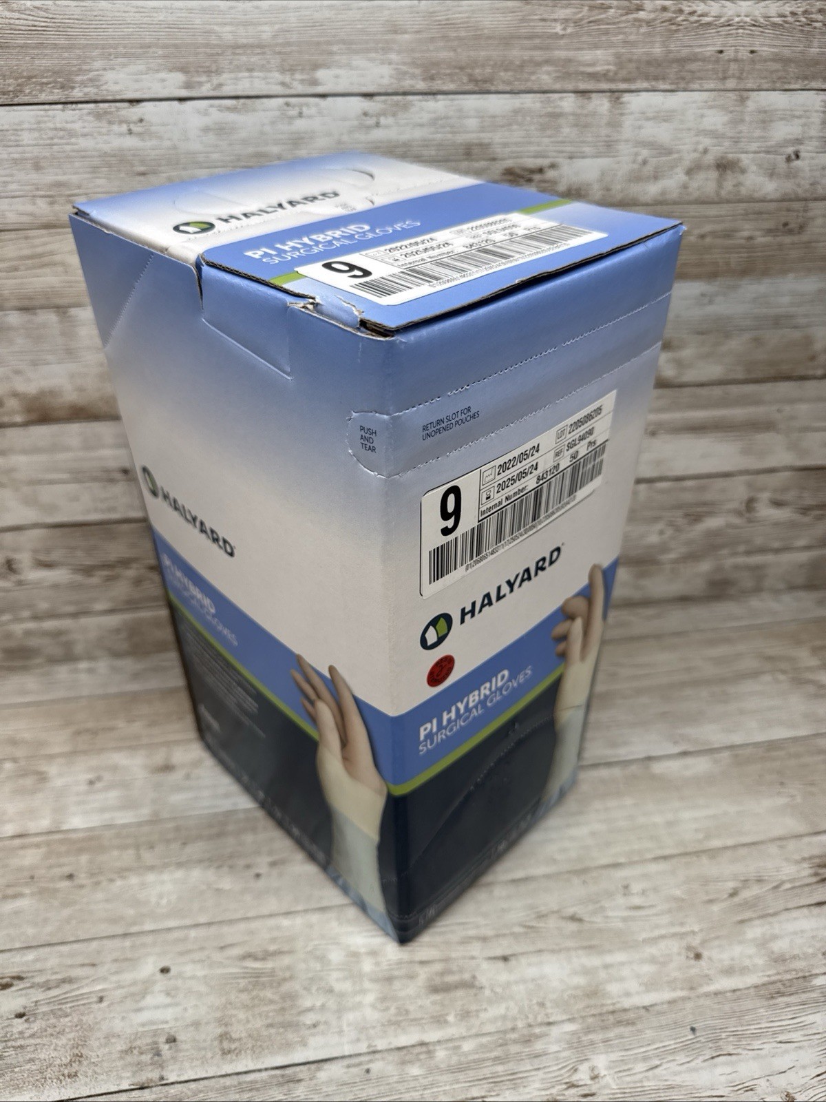 HALYARD PI HYBRID Surgical Gloves Sterile, Size: 9 *50 Pair Box* *See Date*5.25*