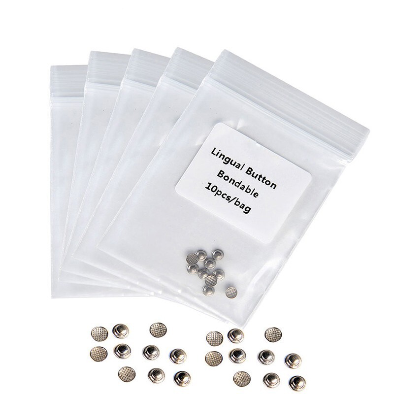 10pcs AZDENT Dental Orthodontic Lingual Buttons Bondable Round Monoblock Metal