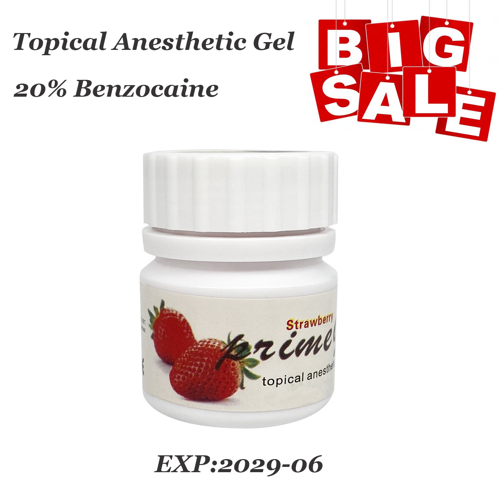 Dental Topical Anesthetic Gel 20% Benzocaine 1oz Jar exp. 2029.06 Strawberry