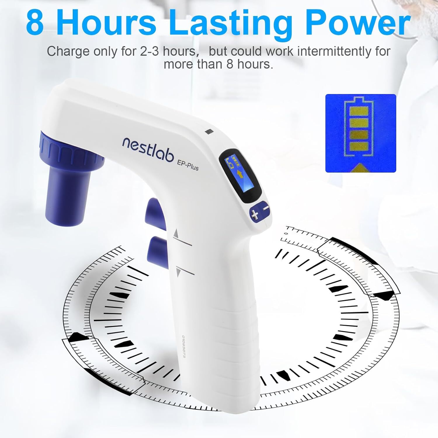 0.1-100ml Electronic Pipettor Controller for Lab LCD Screen 6 Adjustable Speed
