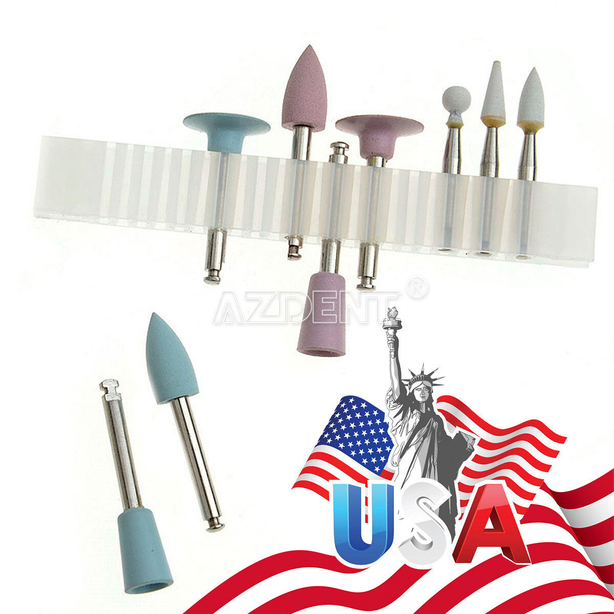 AZDENT Dental Light-Curing Resin Polishing Set Ceramic Silicon Rubber Dia.2.35mm