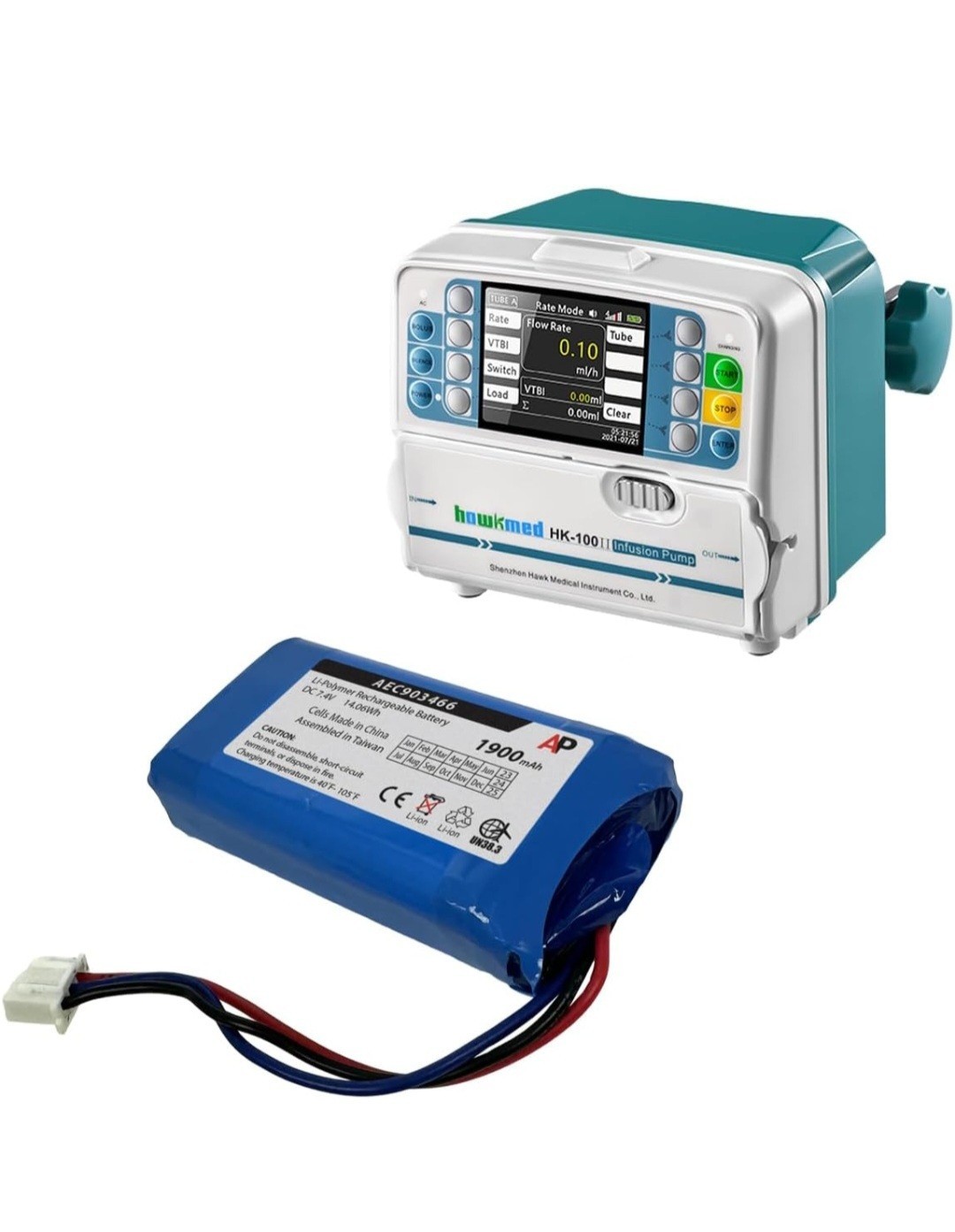 Replacement Battery for Hawk Hawkmed Syringe Pump HK-050 HK-100 HK-100I 1900mAh