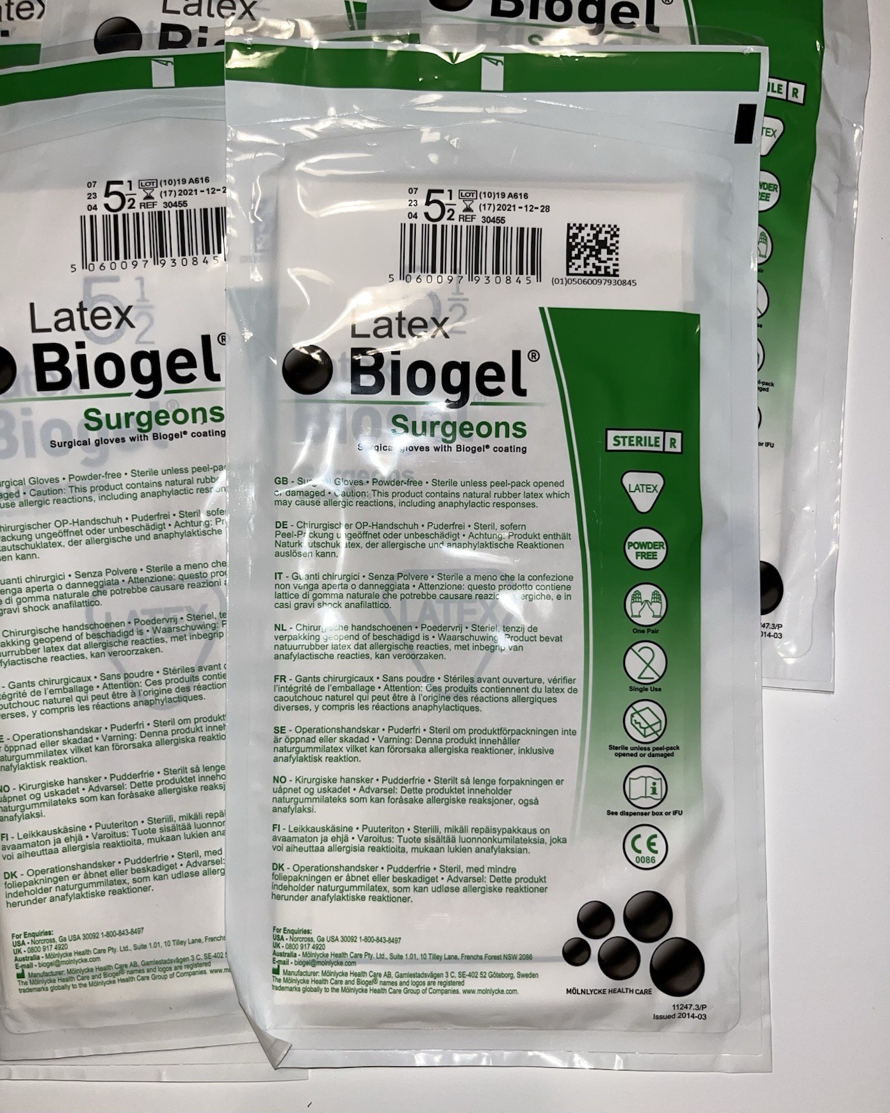 Molnlycke Biogel Surgeons Latex Surgical Gloves Size 5.5 Lot Of 32 Unopened