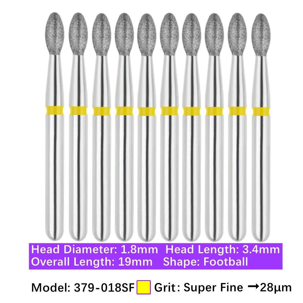 10 Pcs/Box Dental FG Football Taper Coarse Grit Pointed Modify Round Diamond Bur