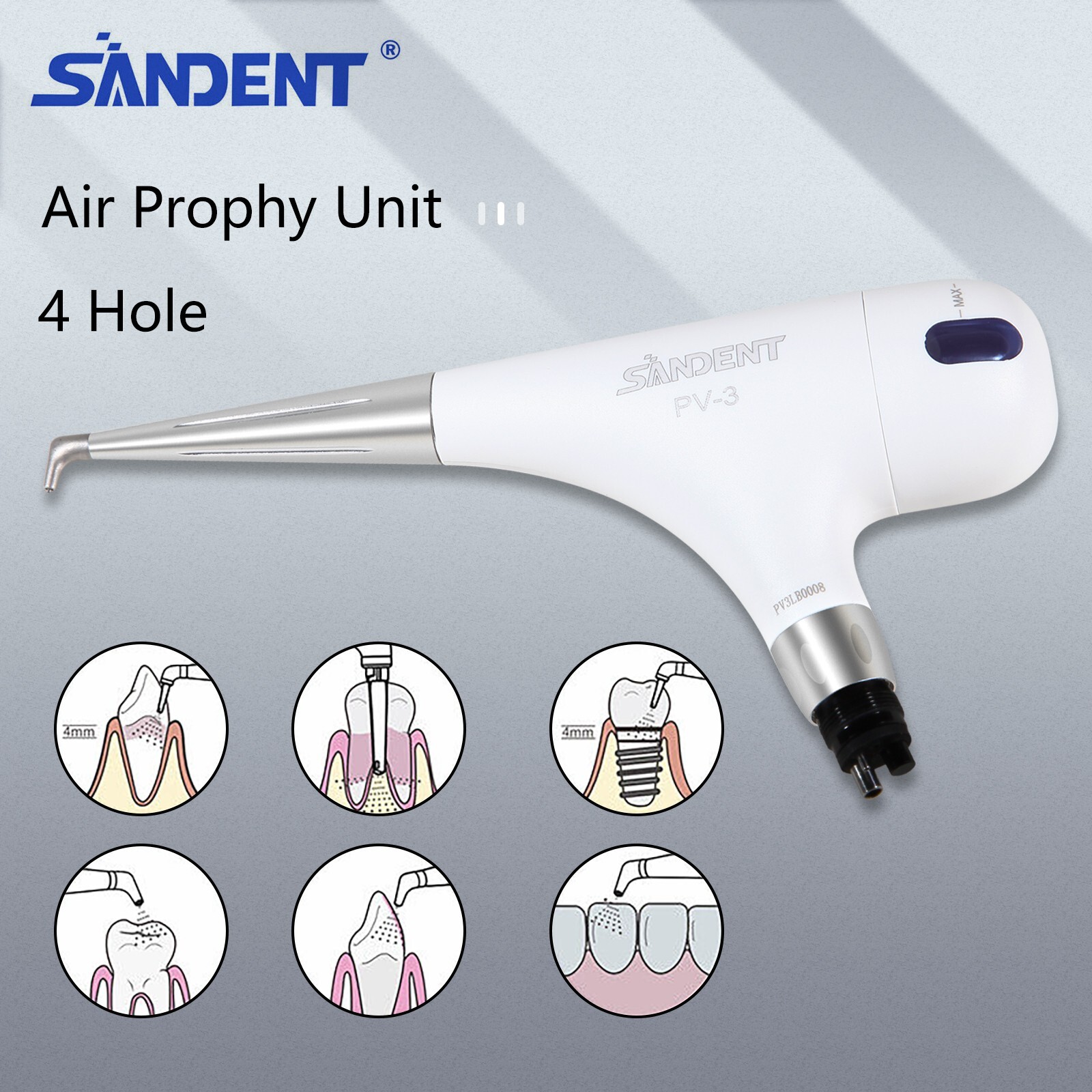 Dental teeth Polisher Prophy Handpiece Air flow Polishing Jet 4 hole Hygiene PV3