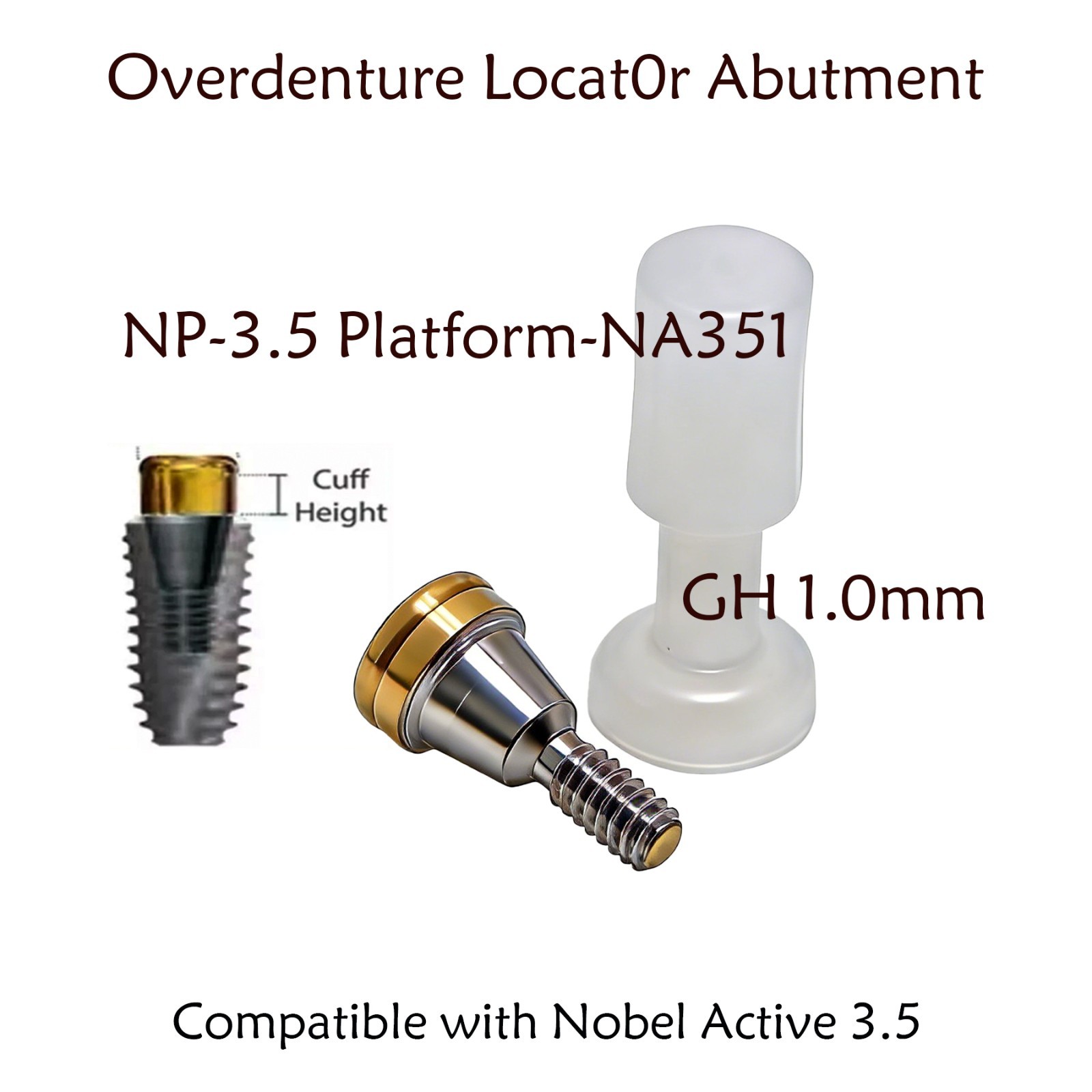 Zest Locator Anchor Abutment for NOBEL NobelActive Conical Connection NP 1-5mmGH