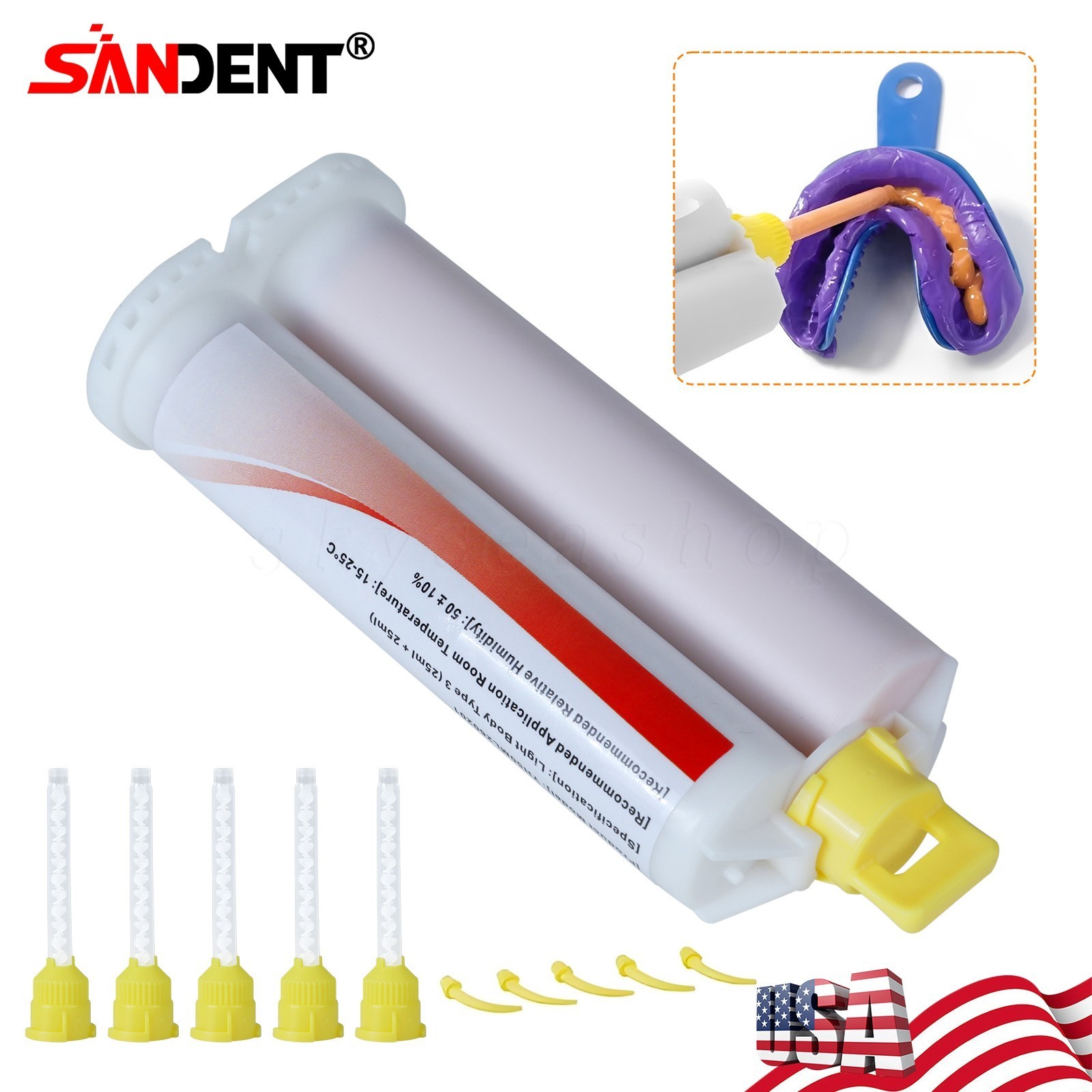 SANDENT Dental Impression Material Silicone Putty Light Body Normal 50ML,1-25/Bx