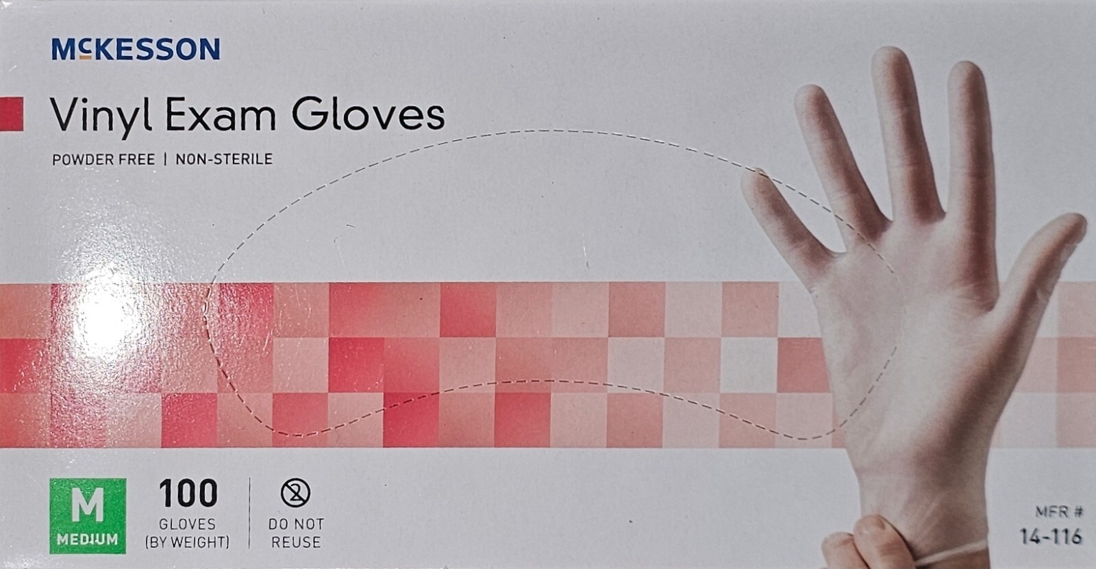 McKesson Vinyl Exam Powder Free Gloves Medium (Pack of 100) (14-116)
