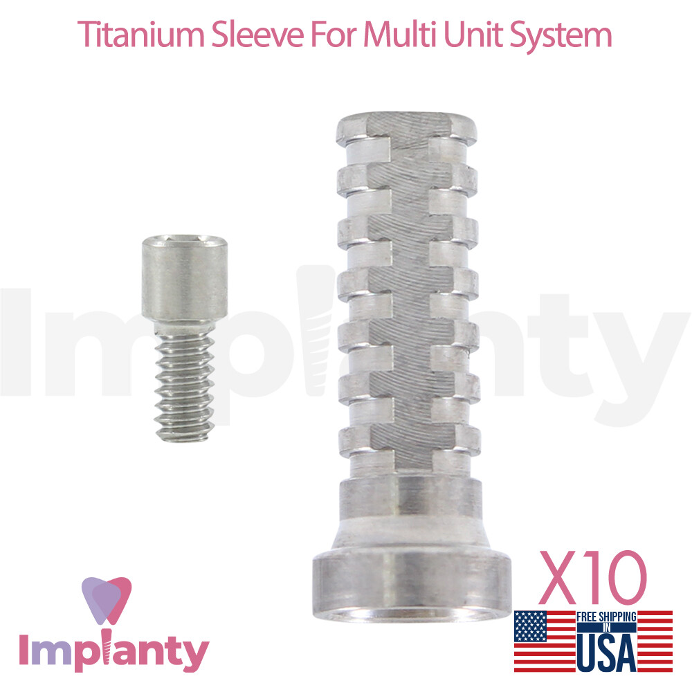 10x Dental Titanium Sleeve For Multi Unit 1.6mm Prosthetic Dentistry Tool