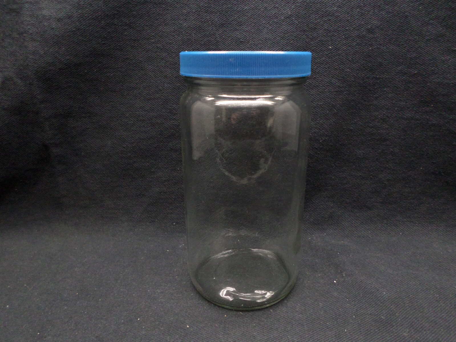 QORPAK 16oz Glass Round Wide-Mouth Bottle With Lined Blue Screw Cap 1/Pack