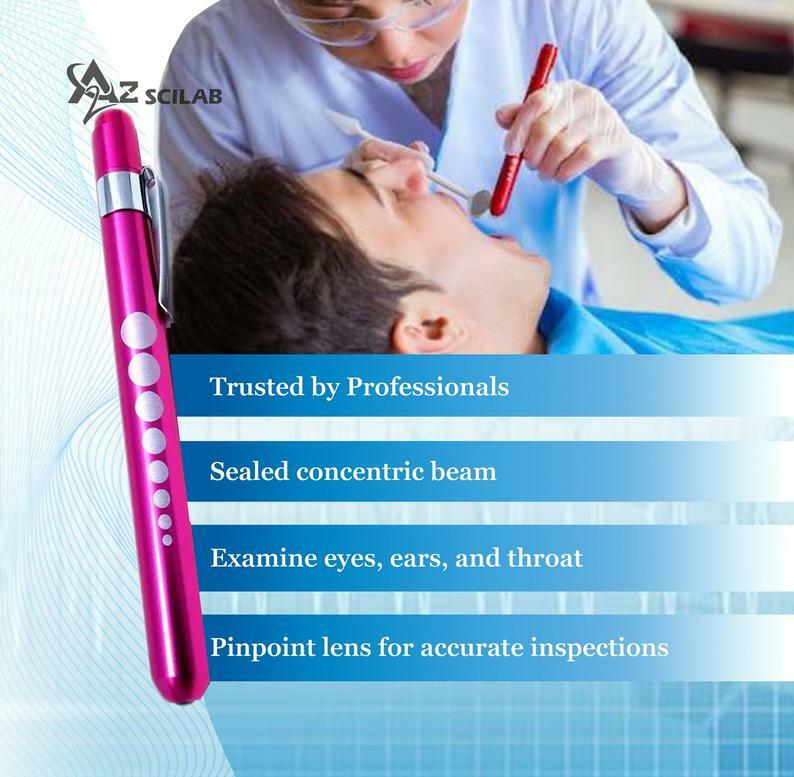 PINK Reusable NURSE Aluminum Penlight Pocket Medical LED with Pupil Gauge
