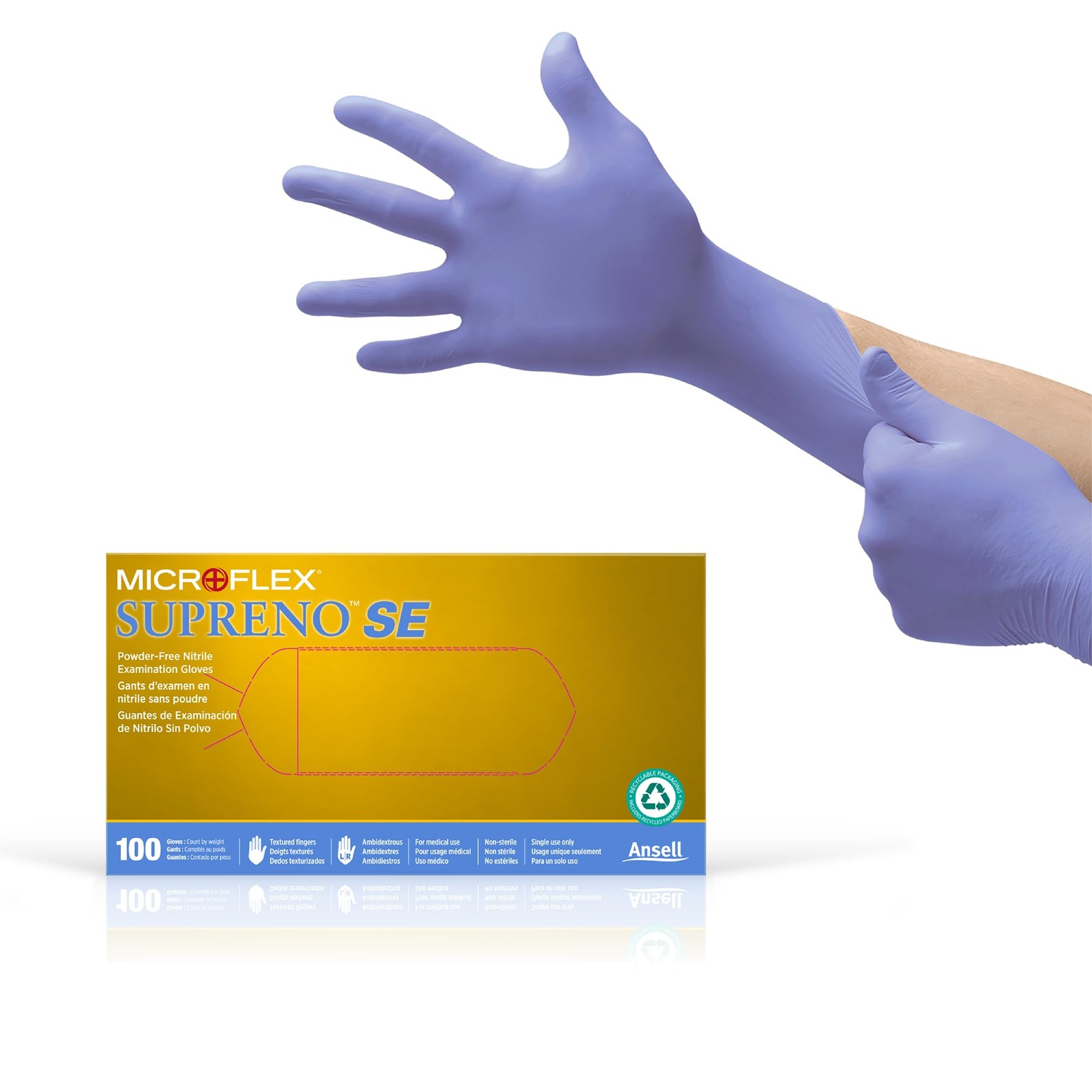 Xl Blue Nitrile Exam Gloves Ansell Microflex Supreno Durable Protective Grip