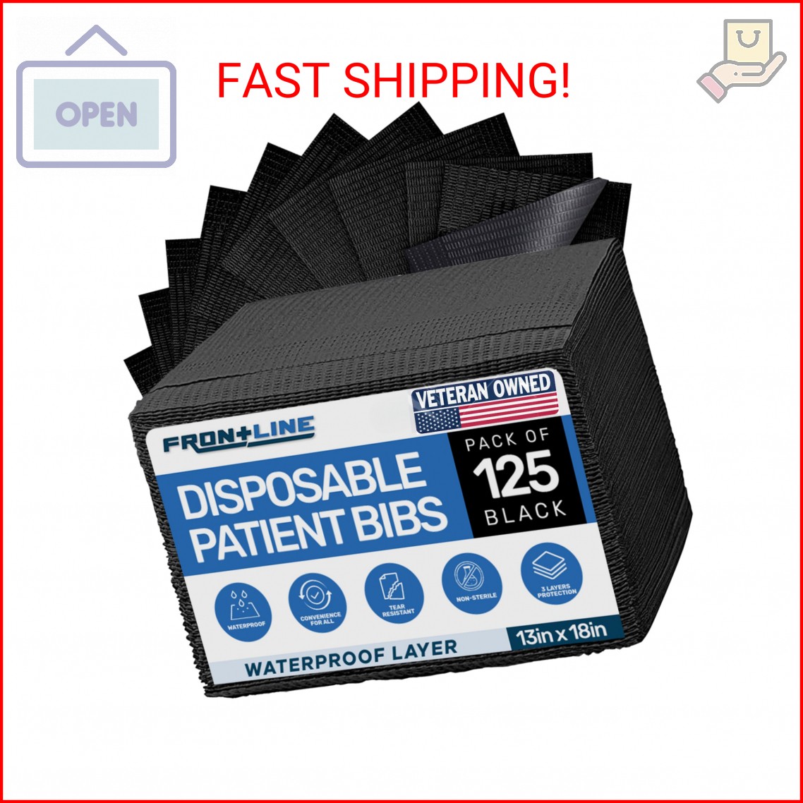 Disposable Dental Bibs (Pack of 125) 13″x 18″ – 3 Ply Waterproof Tattoo Supplies