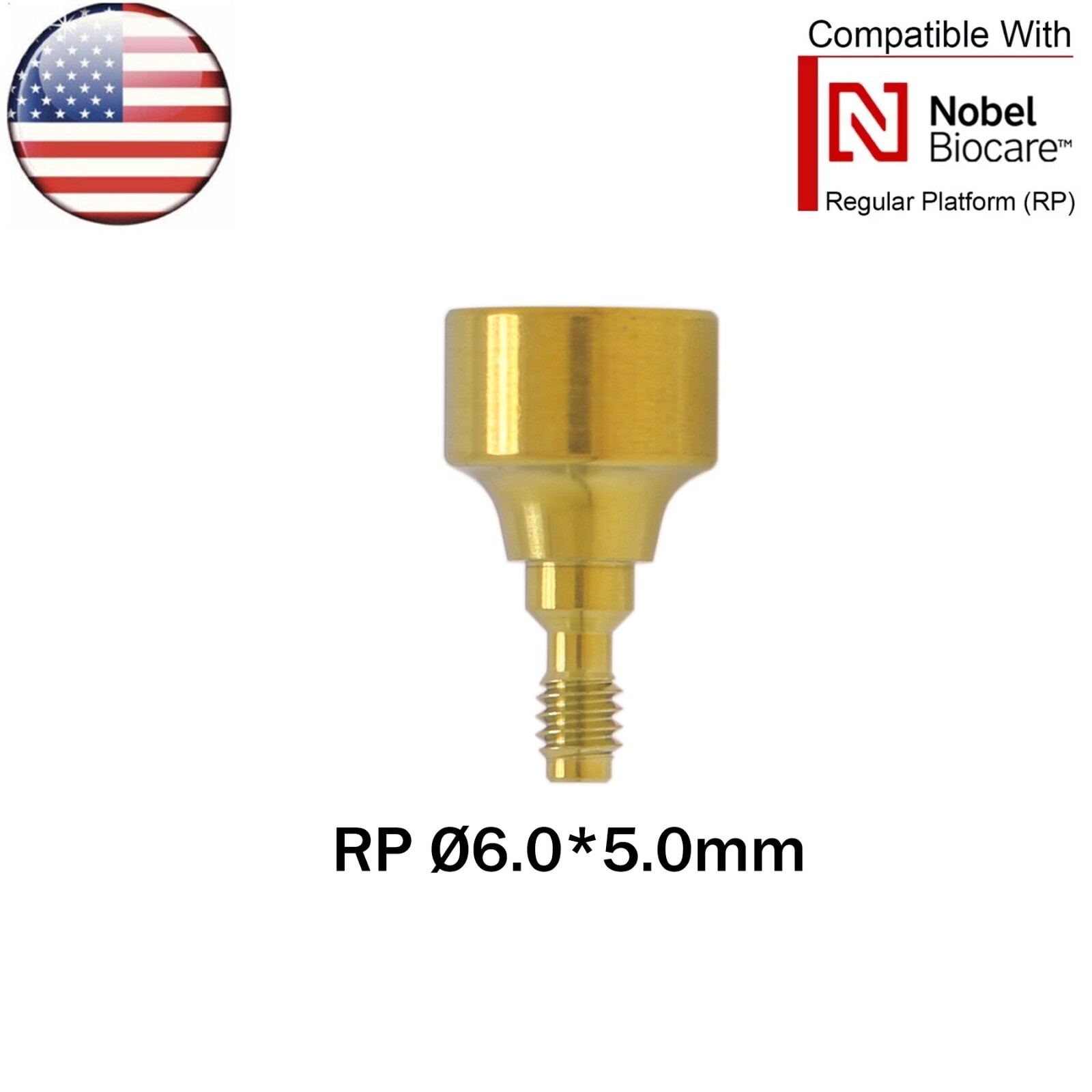 US Dental Healing Abutments Cap RP ∅3.6/5.0/6.0 H3/5/7mm fits Nobel Biocare