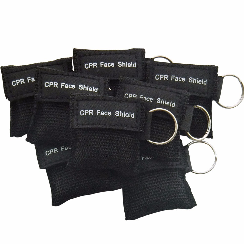 100PCS 5Colors Keychain Transparent CPR Mask First Aid Training CPR Face Shield