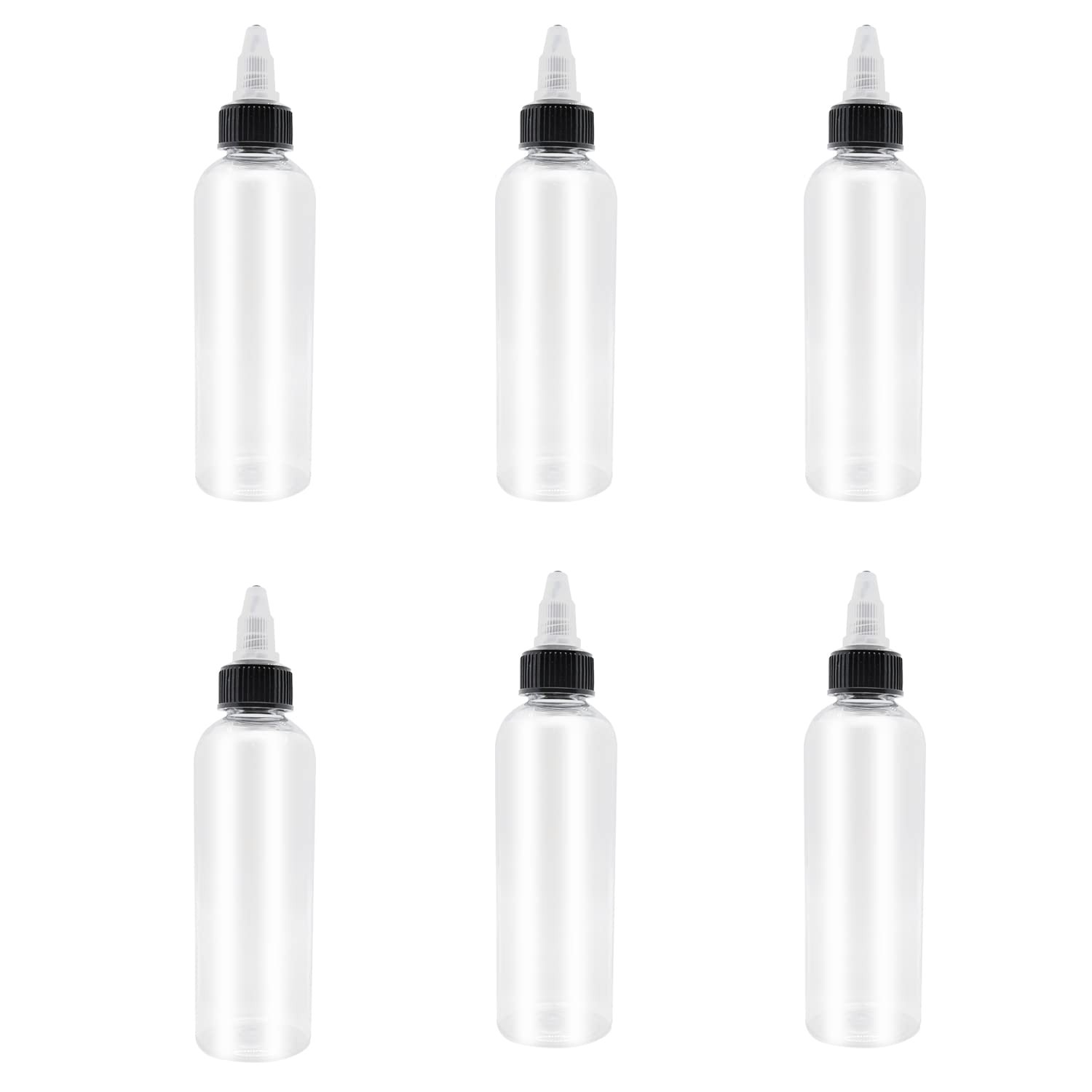XYSMZM 6 Pcs Dispensing Bottles, 4oz Plastic Boston Squeeze Transparent