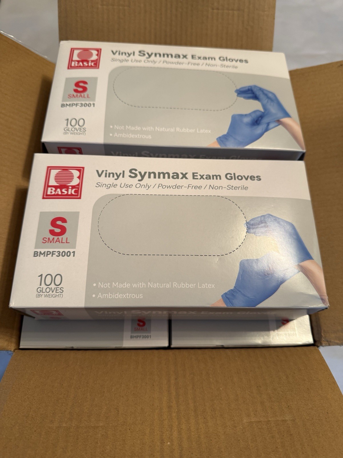 Basic Vinyl Synmax Exam Gloves Small Powder-Free BMPF3001 Dentistry Emergency