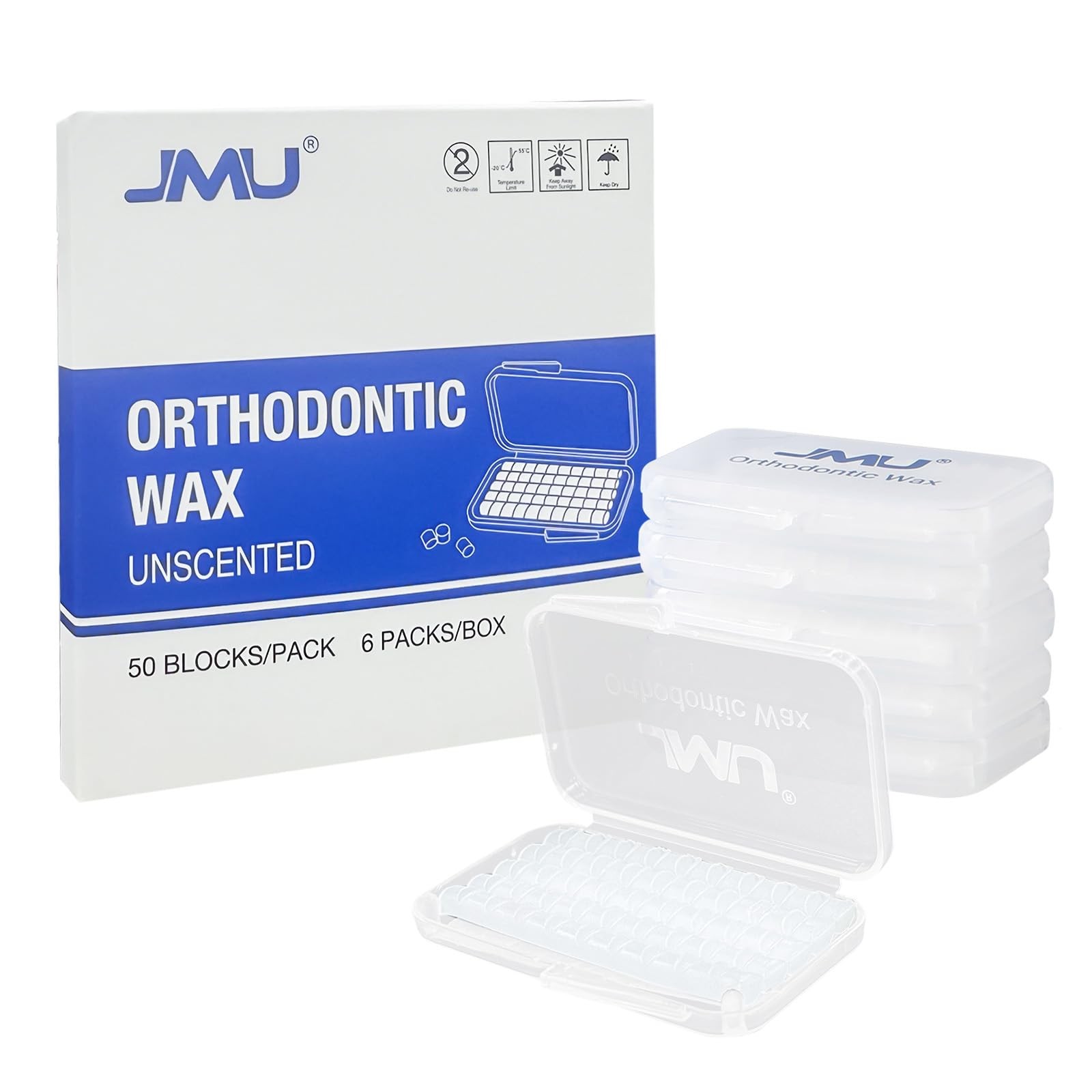 JMU Orthodontic Braces Wax, 6 Pack, Dental Wax for Braces, 6 White