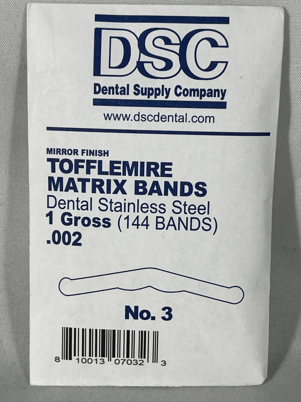 DSC 144x Mirror Finish Tofflemire Matrix Bands #3 .002 Dental Stainless Steel