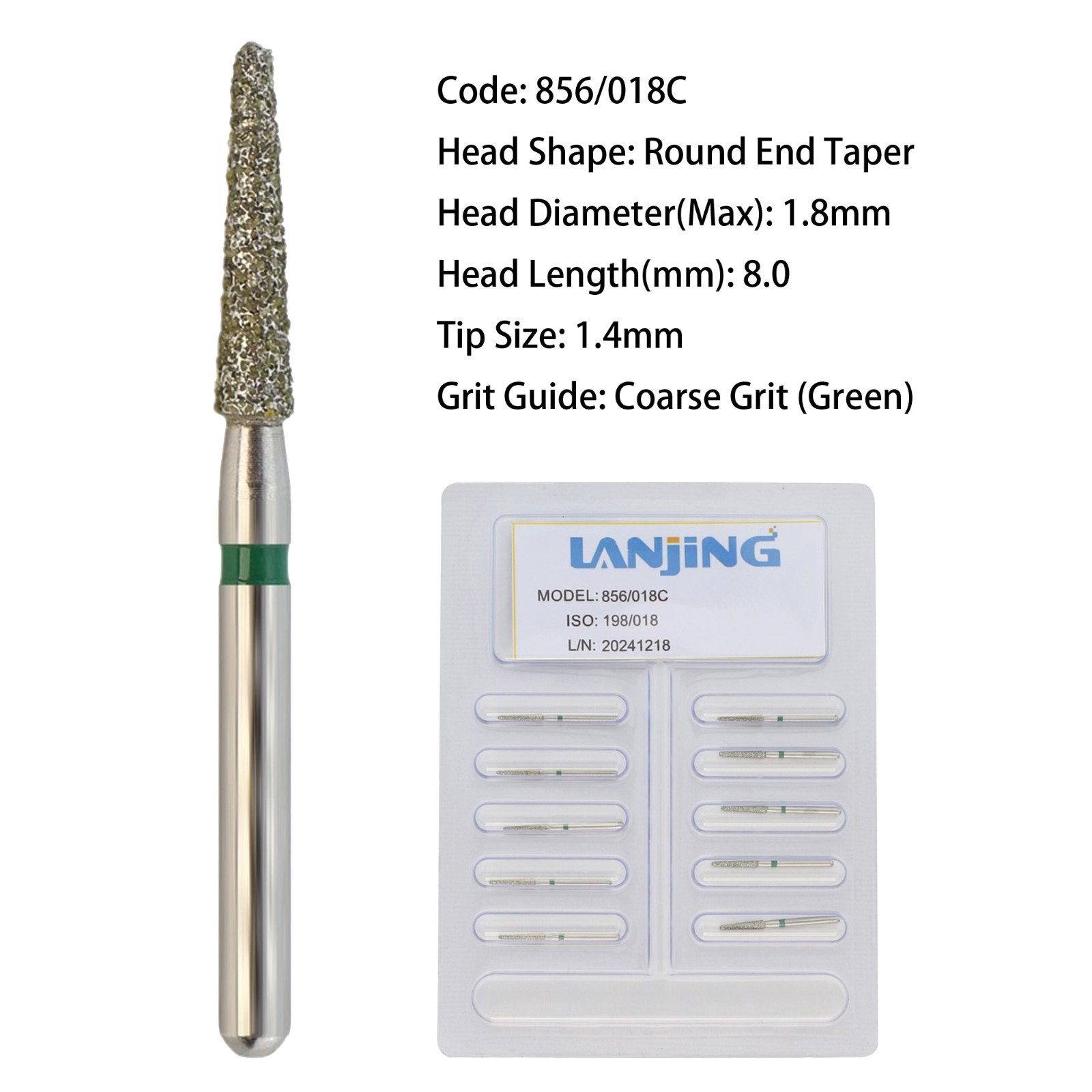 Dental Burs Diamond FG Round End Taper Cylinder High Speed Friction Grip 850 856