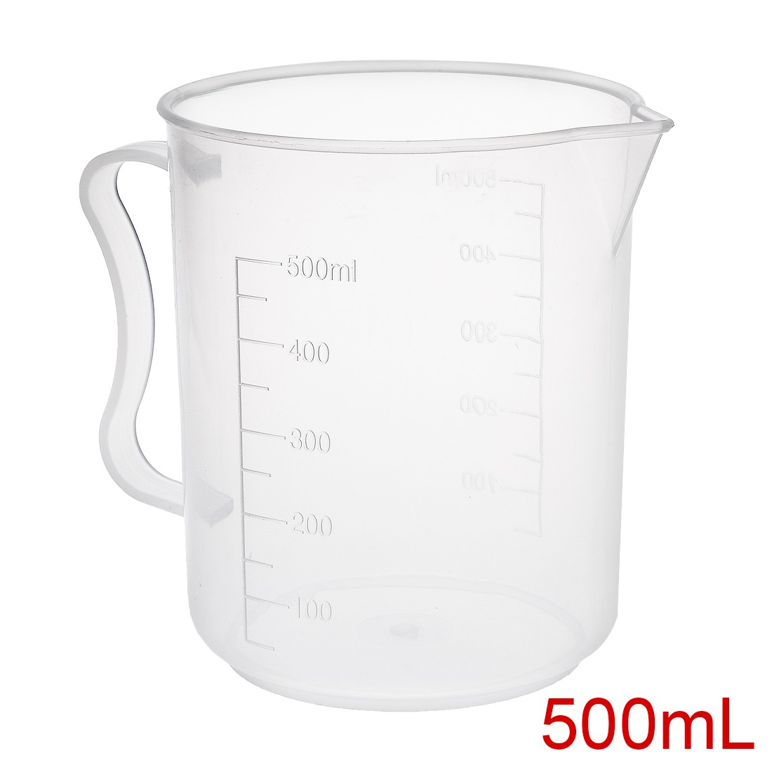 3pcs Laboratory Clear 500mL PP Plastic Graduated Measuring Cup Handled Beaker