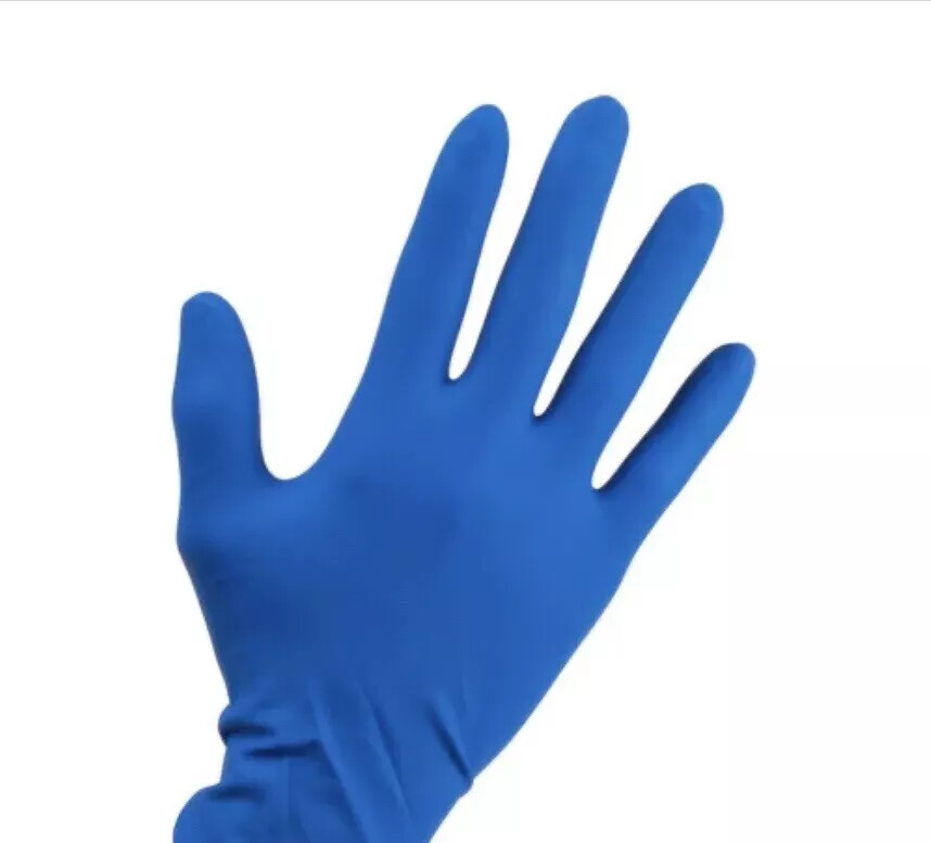 RHINO ORIGINAL LATEX 14 Mil Powder-Free BLUE Gloves 50pc / Box «HEAVY DUTY»