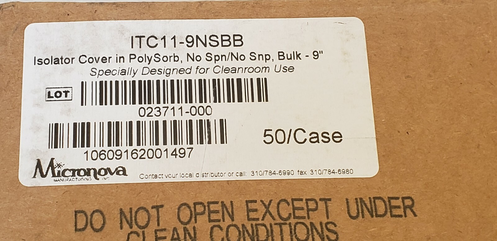 MicroNova EconoClean ITC11-9NSB Isolator PolySorb Cover 9″ Case of 50 Cleanroom