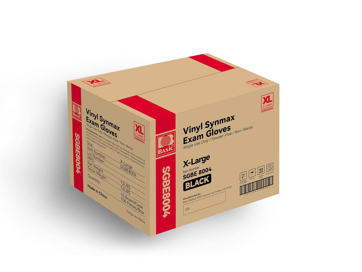 Vinyl Exam Gloves, 4 Mil Safty Glove Latex-Free & Powder-Free, SGBE 8004 Synmax