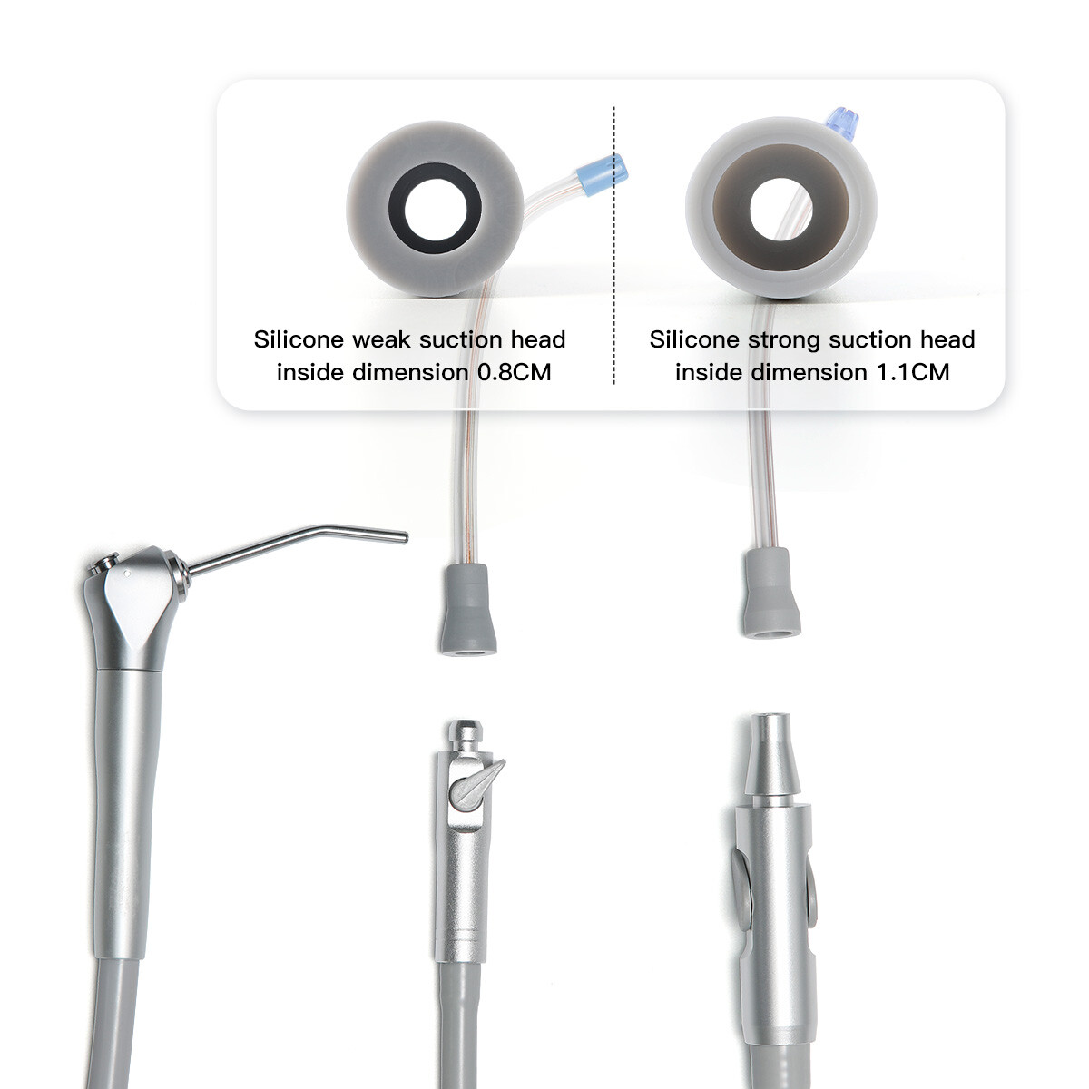 Dental Saliva Ejector Weak/Strong Suction Rubber Snap Tip Adapter Replacement