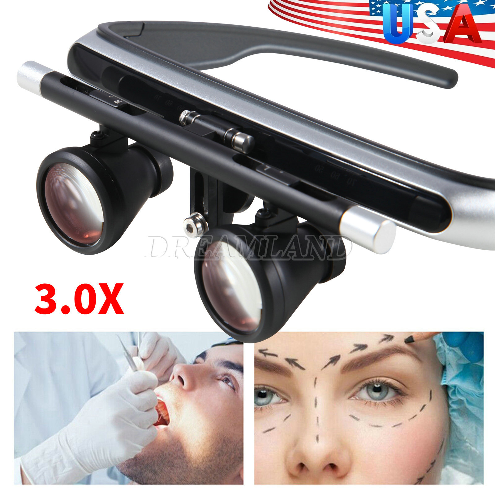 Surgical Dental Loupes Glasses Binocular Magnifier 3.0X 500mm FDA CE