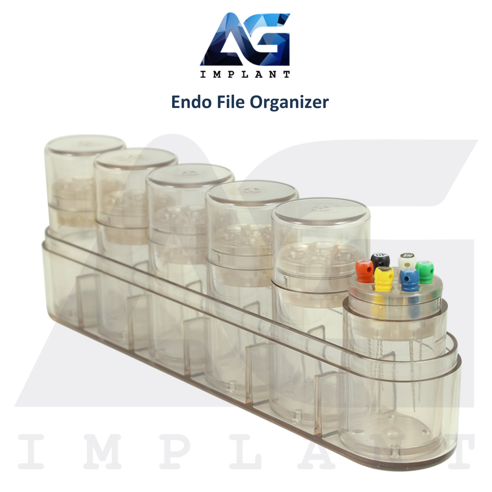 Dental Endo File Organizer Clear Plastic Easy Access Autoclavable 6 Tubes Set
