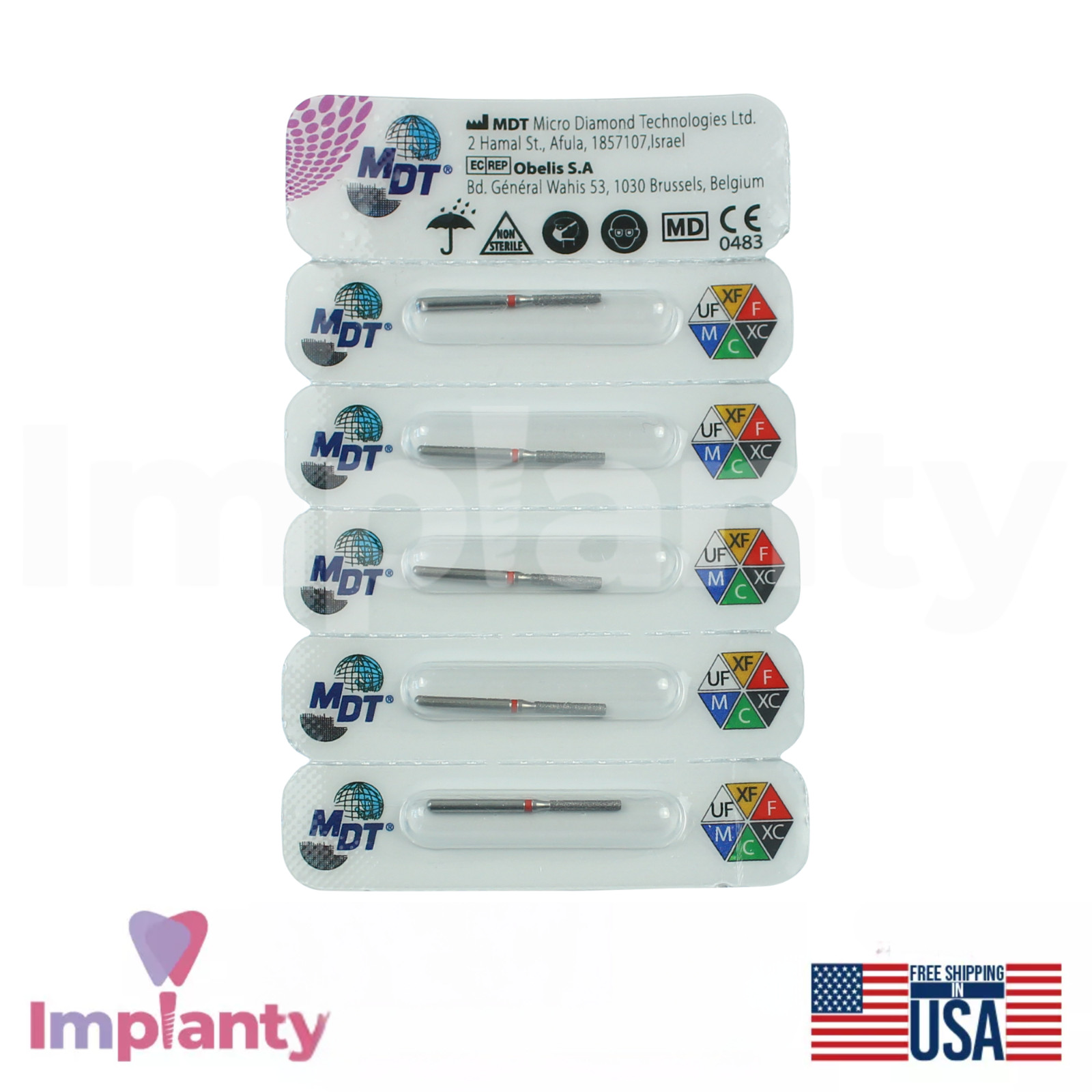 MDT Dental Round Edge Cylinder FG Diamond Burs 158 Cutting Contouring Prosthetic