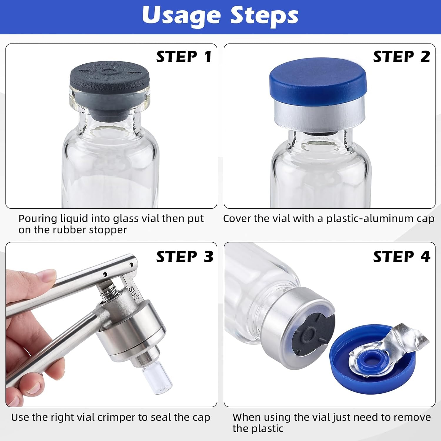100PCS 2/3/5/10/20ml Glass Vials Headspace Vials Lab Sample Vials with Caps New