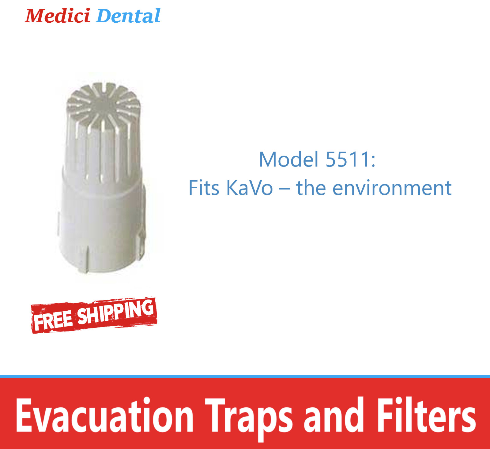 Dental Evacuation Traps Model 5511: Fits KaVo – Environment, Dia 1 15/16″, 144Bx