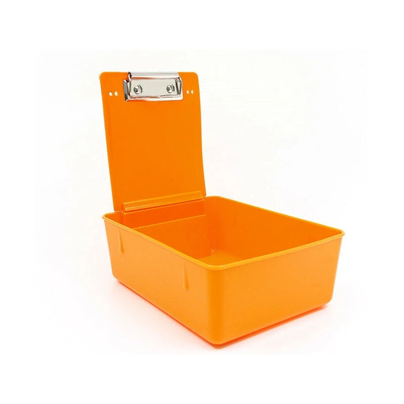 5 Pcs Lab Dental Plastic Working Case Pan Tray With Stainless-Steel Clip Holder